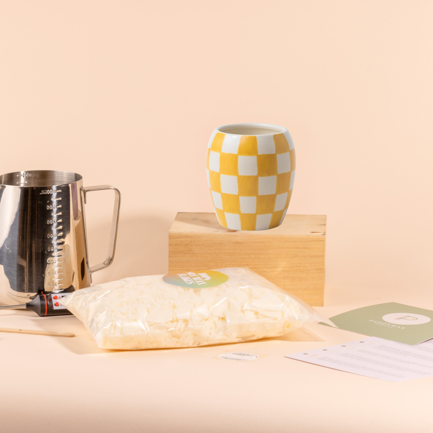 Yellow Checkmate At-Home Candle Making Kit