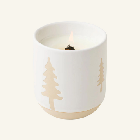 White Ceramic Wood Wick - Cypress + Fir
